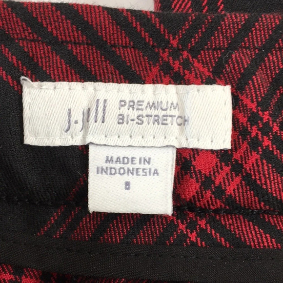 J Jill Pants Womens‎ 8 Red Black Plaid Stretch Bi Stretch Skinny Leg Trouser - Picture 8 of 13